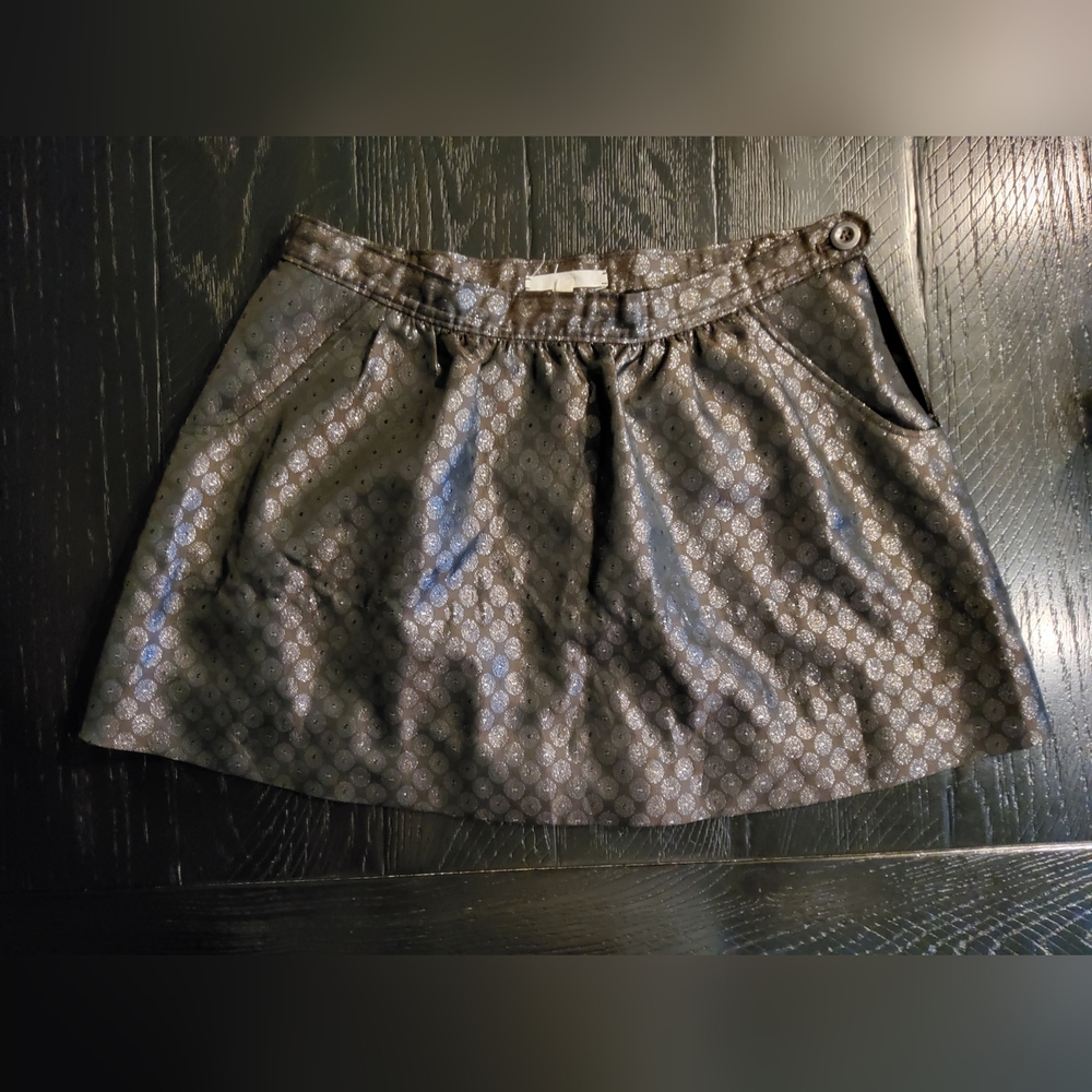 Madewell Eliot  Metallic lined skirt Size, 6 Metallic dark brown Gold/shimmer